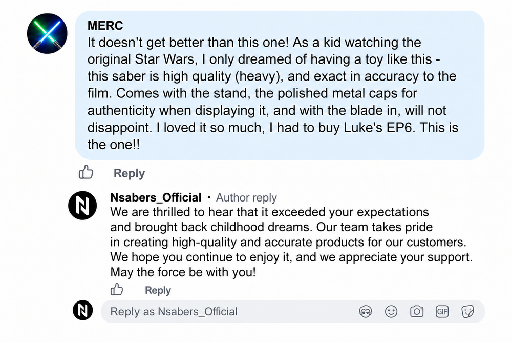 MERC-Kundenrezension mit Original-NSABERS-Antwort und neu erstelltem Kommentarlayout