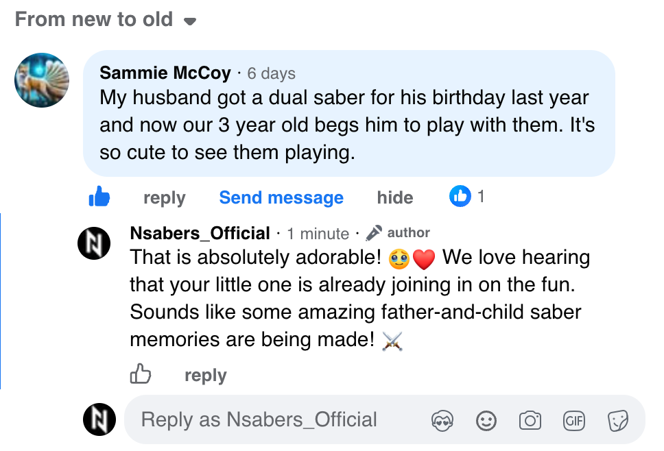 Facebook-Kommentar von Sammie McCoy mit NSABERS-Antwort